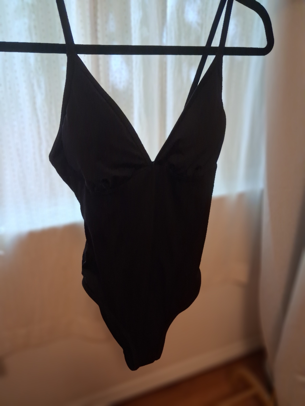 Amazon Black One-Piece Swimsuit with Thin Straps